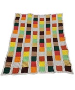 VTG Handmade Crochet Afghan Blanket 65x84 Fall Colors Cottagecore Granny... - $207.01 CAD