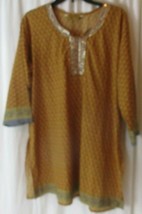 Stylish Chakra Womens 48 Brown Embellished Boho Tunic Blouse Top Shirt - $263.65 MXN