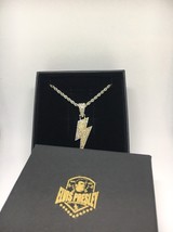 Elvis Presley Thunder Pendant Necklace Silver Titanium Concert Hip Hop Rap Men - £23.35 GBP
