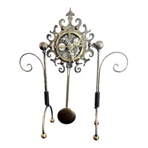 Mantel, Tabletop clock Brass Metal Pendulum Battery Operated 15” Tall X 13&quot; Wide - £19.37 GBP