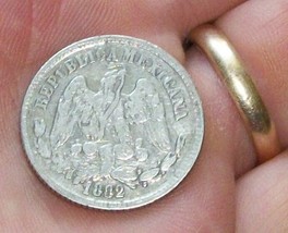 OLD GoS 1882 25 CENTAVOS SILVER GUANAJUATO COIN MEXICAN LIBERTAD SECOND ... - £82.21 GBP