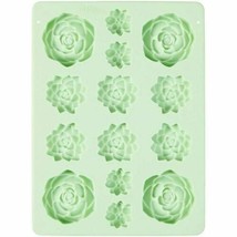 Succulents Flower Mint Green Silicone Mold 14 Cavity Candy Treat Wilton - $11.87
