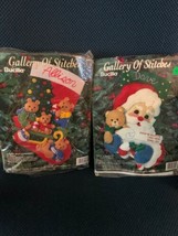 Lot of 2 Bucilla Felt Applique Stocking Kit Christmas Teddy Bear Santa Crafts - £44.61 GBP