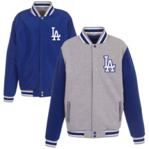 New Mens Dodgers 2-tone Reversible Fleece Jacket Baseball - Gray/Royal Blue - $89.90