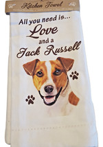 Jack Russell Kitchen Dish Towel  Dog Theme All You Need Is Love Cotton 1... - $11.38