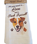 Jack Russell Kitchen Dish Towel  Dog Theme All You Need Is Love Cotton 1... - $216.65 MXN