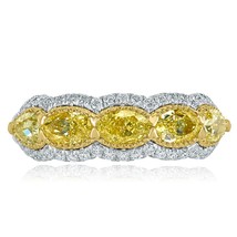 Oval Pear Natural Fancy Light Yellow Diamond Wedding Band 14k Gold (1.78... - $148,465.20 MXN