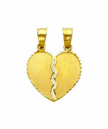 Genuine 14k Yellow Gold Split 2 pcs Set Broken Heart Break Apart Puzzle ... - $224.00
