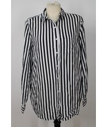 Jane + Delancey L Black White Stripe Long Sleeve Button-Back Top - £30.01 GBP