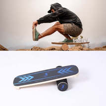 Surfing Ski Balance Board Roller Wooden Yoga Board, Specification: 03A Color San - £27.93 GBP