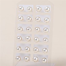 12pairs/set White Simulated  Earrings Set For Women Jewelry On Ear Round Ball St - £10.47 GBP