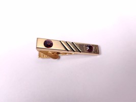 ✅ Vintage Men Neck Tie Clasp Bar Clip Red Rhinestone Mid Century Gold To... - $150.57 MXN