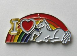 I Love Heart Unicorns Mythological Unicorn Rainbow Lapel Pin Badge 1 Inch - £4.21 GBP