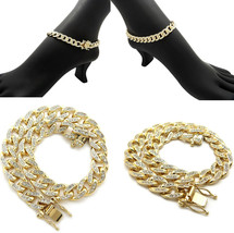 New Women&#39;s Fashion 10mm/11&quot; or 12&quot; Box Lock Ice Bling Cuban Chain Ankle... - $24.65