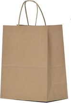 10X5X13 Inch 50pc  Medium Kraft Recycled Paper Shopping Bulk Gift Bags w/Handles - £22.72 GBP