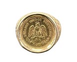1945 mexican dos pesos Unisex Coin ring 14kt Yellow Gold 413868 - £781.48 GBP