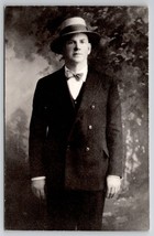 Handsome Gentleman Hat Suit and  Bow Tie Postcard F23 - £4.67 GBP