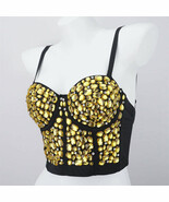 Burning Man Rave Festival Gold Rhinestones Embellished Bustier Corset To... - €41,21 EUR