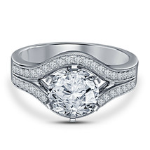 14K White Gold Over 2.00 Ct Round Cut Simulated Diamond Engagement Weddi... - $1,178.52 MXN