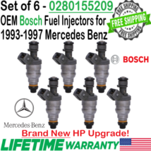 NEW OEM Bosch 6Pcs HP Upgrade Fuel Injectors for 1993-1997 Mercedes Benz I4 &amp; I6 - £258.62 GBP