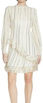 DEREK LAM Ivory White Crosby New Gold Striped 8 Sheath Silk Cocktail Dress - £181.47 GBP