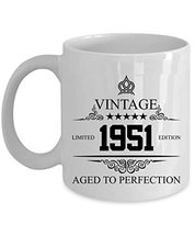 Vintage 1951 Floral Coffee Mug 15oz Gift For Women, Men 71 Years Old Limited Edi - £15.78 GBP