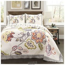 Lush Décor - Aster 3-Piece Quilt Set 92x96 Cotton With Shams Floral Blooms - $128.24