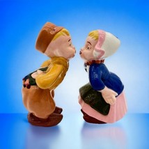 VTG 1962 Kissing Dutch Boy and Girl Marked Poellot 4.5&quot; Hand Painted Shelf - £15.71 GBP
