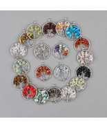 30mm Tree of Life Wire Wrapped Pendant Charm, Natural Gemstone Pendant, ... - $9.64 CAD+