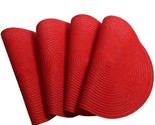 Four (4) COOLMADE ~ 15&quot; Round ~ RED ~ Braided/Woven ~ Textured Placemats - £23.47 GBP
