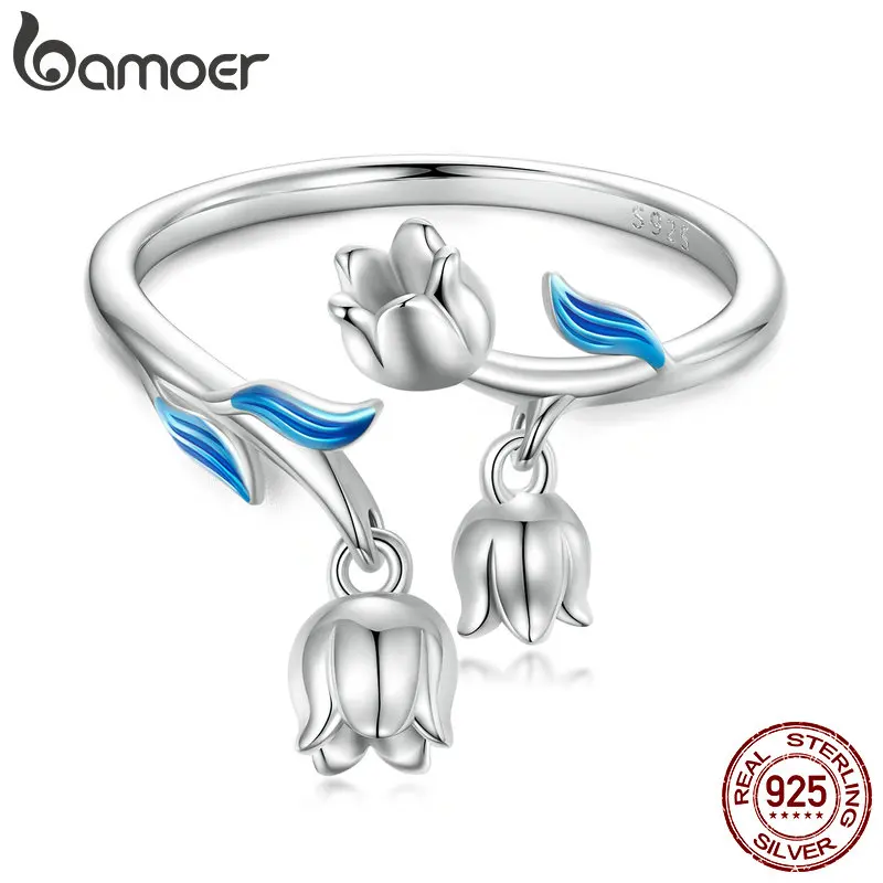 925 Sterling Silver Gorgeous Flowers Open Ring for Women Fine Plated Platinum Je - £20.61 GBP