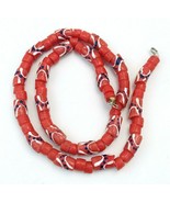 African Tribal Red Krobo Bead Strand Necklace 20&quot; Long - $17.82
