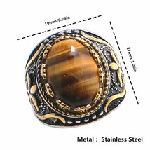 316L Stainless Steel Cool Punk Gothic Vintage Stone Tibet Ring - £9.32 GBP