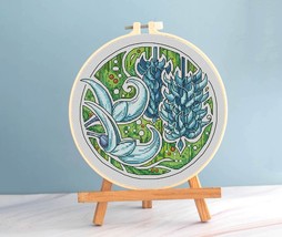 Jade vine cross stitch emerald pattern pdf Round cross stitch floral emb... - $8.99