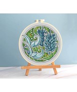 Jade vine cross stitch emerald pattern pdf Round cross stitch floral emb... - $8.99