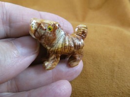 (Y-DOG-LL-23) tan brown Lhasa Apso DOG small stone carving SOAPSTONE lap... - £6.75 GBP