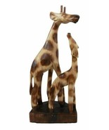Balikraft Balinese Wood Handicraft Solo Mother Giraffe With Calf Family ... - $43.73 CAD