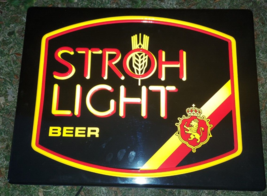 Stroh&#39;s Light Beer Bar Tavern Neon Look Light 21&quot; Embossed Sign Vintage Works - £102.33 GBP