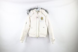 NOS Vintage Y2K Lot 29 Womens M Spell Out Tweety Bird Hooded Puffer Jacket White - $158.35