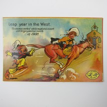 Leap Year in the West Cowgirl Ropes Cowboy Marriage Humor Unposted Antique 1908 - £7.98 GBP