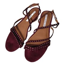 &amp; Other Stories Sz 39 Studded Ankle Strap Sandals Purple Plum Velvet Suede - £27.35 GBP