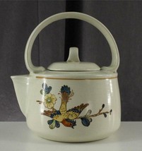 Vintage Ceramic Teapot Vernon Ware METLOX California Zinna &amp; Bird Floral Pattern - £22.80 GBP
