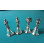 REED &amp; BARTON 4 ORNAMENT SILVERPLATE BELLS NIB 4&quot; ORIGINAL - $1,429.88 MXN