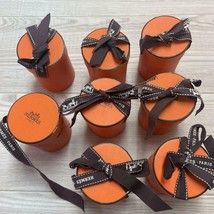 HERMES Twilly empty box Scarf gift box with ribbon Set of 8 Gift Orange Storage - £67.92 GBP