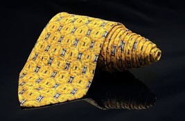 ROBERT TALBOTT Studio Men&#39;s 100% Silk Necktie USA Designer Geometric Gold 59.5” - £25.00 GBP