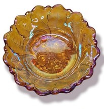 1940 Carnival Glass by Indiana Glass Co. Iridescent Amber Wild Rose Foot... - $28.62