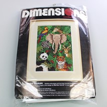 NEW VINTAGE 1992 Dimensions Jungle Wildlife Needlepoint Kit Elephant Parrot 2395 - £15.38 GBP