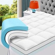 Masvis King Size Dual Layer 4 Inch Memory Foam Mattress Topper,, Medium Support - £150.74 GBP