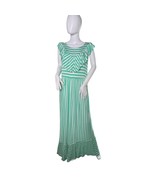 Égs Striped Maxi Dress Ruffle Trim Sleeveless Casual Green White Size XL - €13,72 EUR