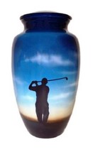 Large/Adult 200 Cubic In. Perfect Swing Golfer Aluminum Cremation Urn For Ashes - £162.38 GBP